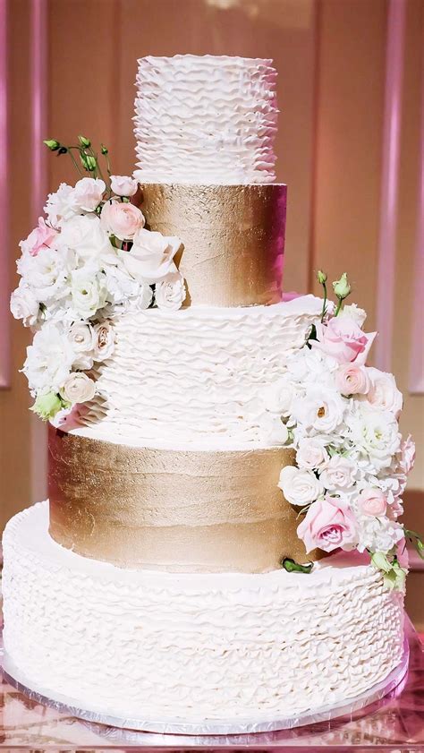 cakes and desserts photos 5 tier white and gold wedding