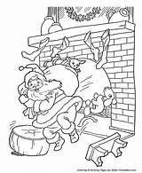 Santa Coloring Pages Christmas Down Chimney Xmas sketch template