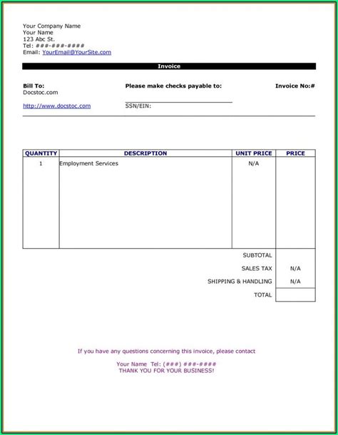 blank  employed invoice template cards design templates blank