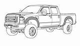 Truck Coloring Drawing Ford Ram Drawings Trucks Pages Dodge Line Sketch Semi Jacked 4x4 Tractor Cars Car Pickup F250 Draw sketch template