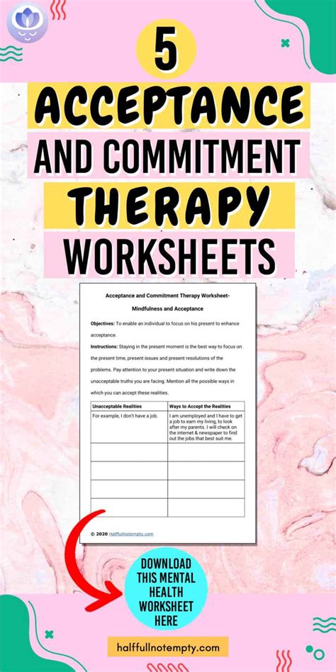 list  acceptance  commitment therapy worksheets  legit options