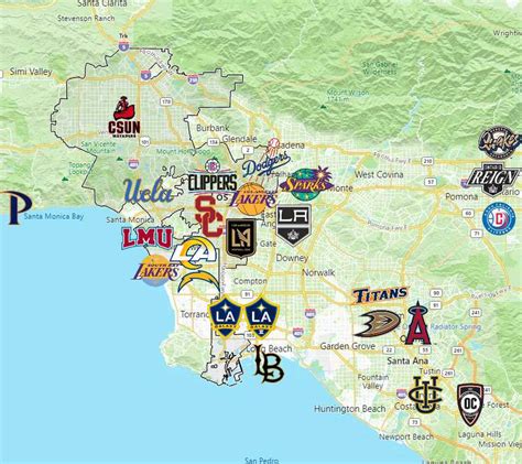 sports teams  los angeles sport league maps