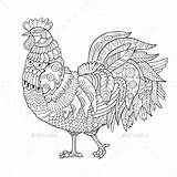 Coloring Rooster Graphicriver Adults Pages sketch template