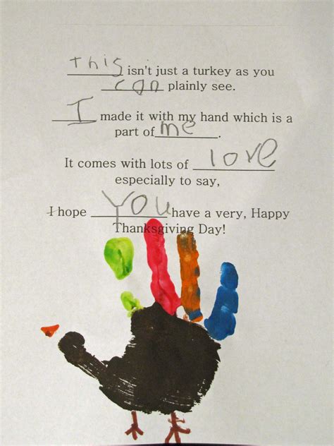 turkey handprint keepsake poem school time snippets