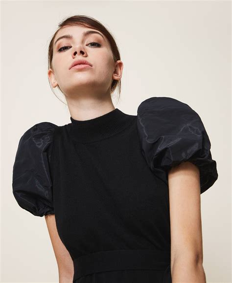 Taffeta And Wool Blend Dress Woman Black Twinset Milano
