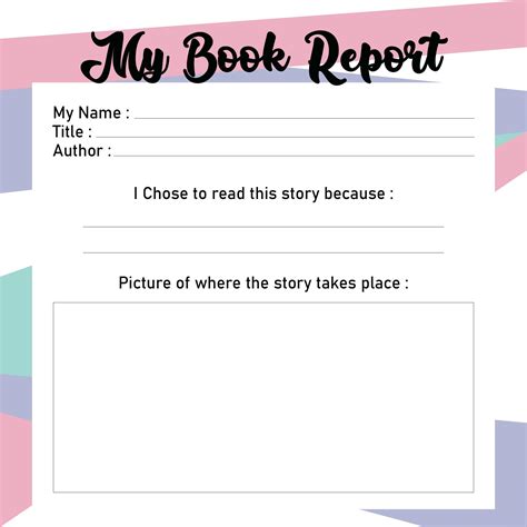 book report template  printable