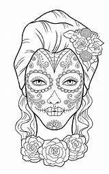 Coloring Dead Pages Skull Masks Sugar Adult Printable Print Girl Halloween Book Books Googlesearch Tattoos Illustration Spanish sketch template