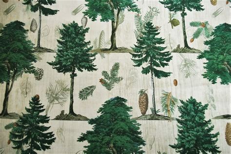 tree fabric pine cone fabric   yard david textiles etsy