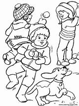 Coloring Pages Snow Winter Playing Children Drawing Hiver Boy Neve Clipart Dog Printable Na Print Kids Brincar Desenho Seasons Buddies sketch template