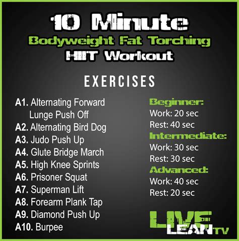 minute hiit workout  fat loss  equipment  lean tv