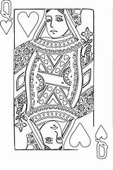 Queen Hearts Coloring Pages Cards Deck Card Playing Clip King Colouring Heart Template Drawing Color Sheets Clipart Clker Wonderland Alice sketch template
