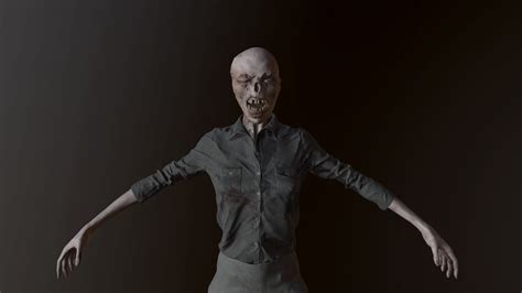 model female zombie model  outfit vr ar  poly cgtrader