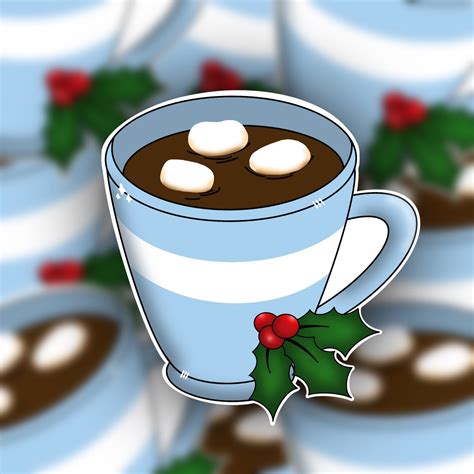 hot chocolate sticker holiday sticker christmas sticker etsy