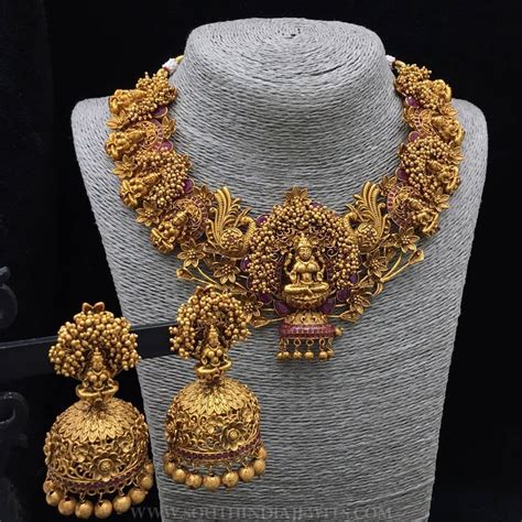 bold bridal temple necklace set south india jewels