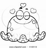 Octopus Cartoon Infatuated Chubby Clipart Thoman Cory Outlined Coloring Vector sketch template