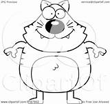 Plump Clipart His Hind Kitty Standing Legs Cartoon Waving Fists Cat Cory Thoman Outlined Coloring Vector 2021 Clipartof sketch template