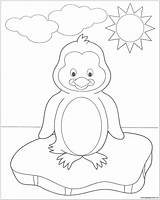 Penguin Baby Cute Pages Winter Very Coloring Color sketch template