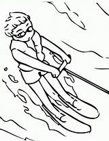 Skiing Ausmalbilder Skifahren Wasserski Waterskien Ausmalbild Waterskiën Erste sketch template
