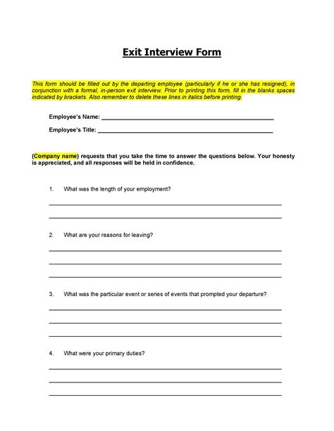 effective exit interview questions template tutoreorg master