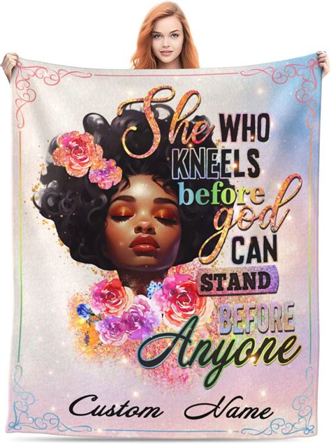 Custom African American Black Girl Lady Blanket Inspiring