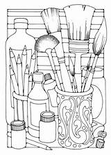 Supplies Coloring Pages Getdrawings sketch template
