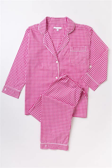 pink gingham pajamas pijama gecelikler giyim