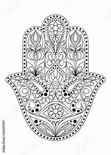 Hamsa Fatima Symbol Amulet Culturen Ethnic Symbool Colouring Kleuring Etnische Bloemenornament Arabische Voorkomt Volwassen Getekend Oostelijk Joodse Indiase Loto Freepik sketch template
