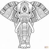 Zentangle Coloring Elephant Pages Printable Template Supercoloring Drawing sketch template