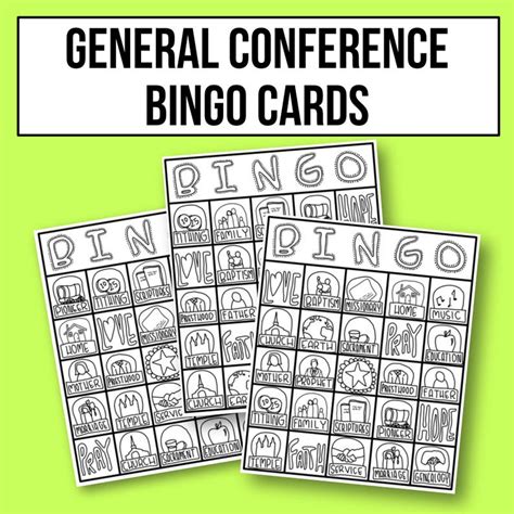 general conference bingo cards etsy