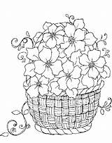 Coloring Basket Flower Pages Flowers Printable sketch template