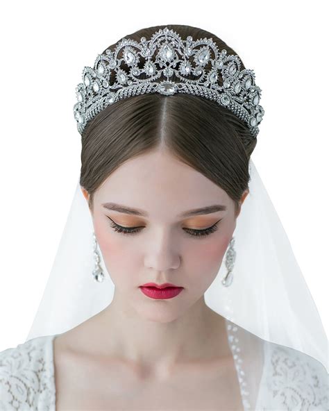 sweetv royal wedding crown cz crystal pageant birthday tiara bridal headpiece women