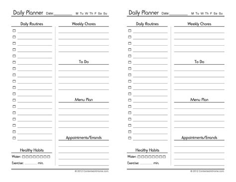 printable daily planner templates  template lab