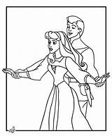 Disney Aurora Coloring Princess Prince Pages Dancing sketch template