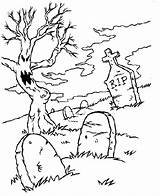 Graveyard Coloring Halloween Spooky Pages Cemetery Drawing Kids Printable Getcolorings Print Color Network Getdrawings sketch template
