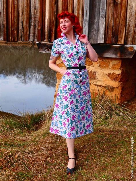 1940s style tea dress absoleafy from vivien of holloway