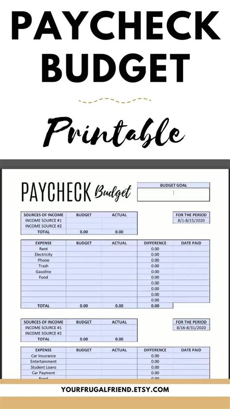 paycheck  paycheck budget printable  budgeting paycheck