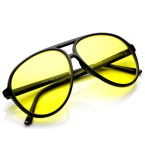 Retro 1980s Aviator Yellow Driving Lens Sunglasses Zerouv