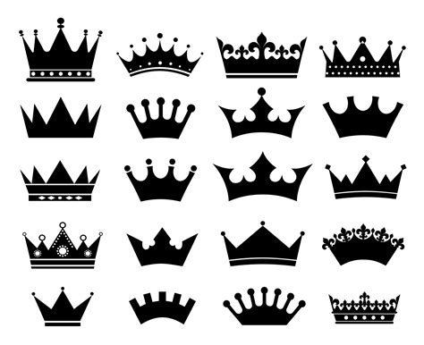 collection  black silhouettes  crowns  vector art  vecteezy