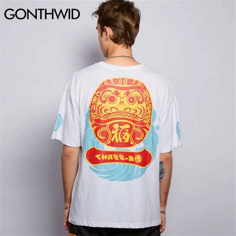 Gonthwid Japanese Style Creative Printed Short Sleeve T Shirts 2019