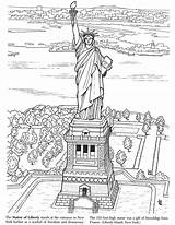 Coloring Liberty Statue Pages Kids Landmarks Book Dover Publications Historical Colouring Sheets Historic Cliparts Doverpublications Color Adult Drawing York Welcome sketch template