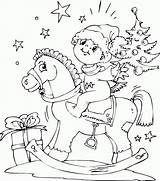 Coloring Rocking Horse Boy Finished sketch template