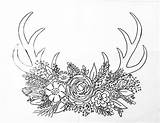 Deer Coloring Pages Traceable Antler Drawing Horns Drawings Acrylic Paint Traceables Angela Anderson Printable Painting Sheets Spray Antlers Flowers Face sketch template