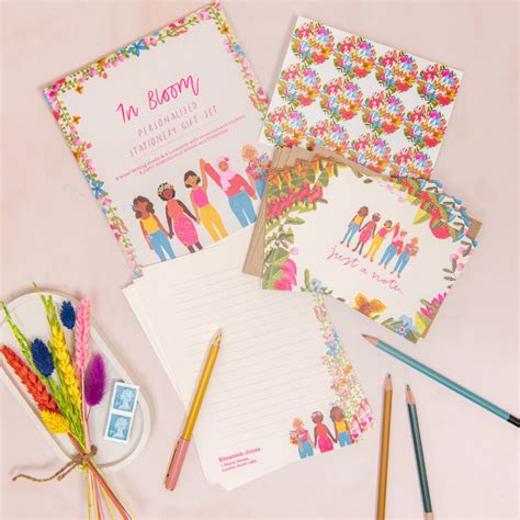 bloom personalised letter writing stationery set