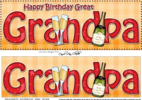 Large Dl Happy Birthday Great Grandpa 3d Decoupage With Champagne