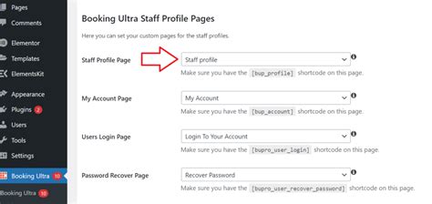 clicking  staff list  open staff profile page booking ultra pro