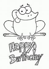 Birthday Coloring Happy Pages Frog Printable Cards Card Print Dog Rocks Frogs Popular Wishing Kids Visit Cartoon sketch template