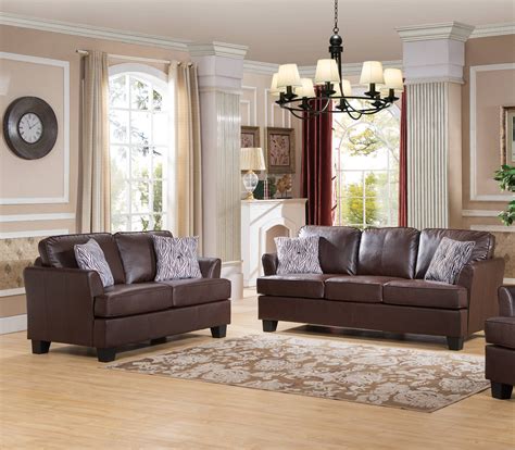piece brown upholstered faux leather transitional stationary living