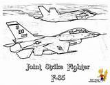 Coloring Pages Airplane Jet Fighter 35 Lightning Ii Kids Yescoloring Colouring Print Jets Military Airplanes F35 Color Jsf Tell Planes sketch template