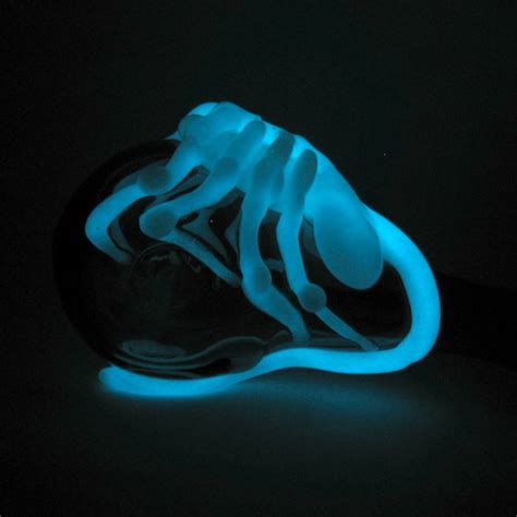 Glow In The Dark Alien Facehugger Medium Glass Pipe Spoon Hand