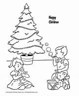 Christmas Coloring Tree Pages Santa Waiting Kids Children Sheets Honkingdonkey Sheet Meaning Fun These Great sketch template